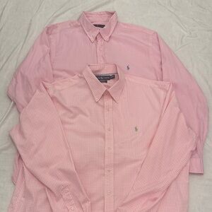 (2) Ralph Lauren Men's Pink Button-Down Shirts